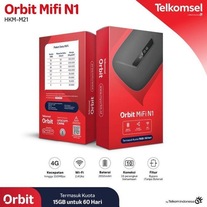 Telkomsel Orbit Mifi N1 Mini Portable Modem Wifi 4G LTE HKM M21