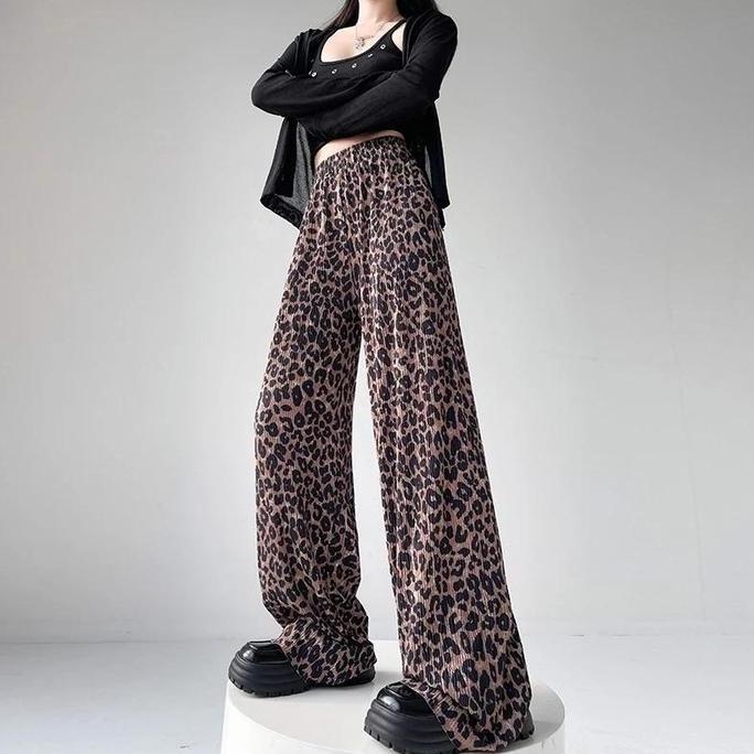 DS205 - TMS CPG537 Celana Panjang Leopard Motif Macan Kulot Bahan Karet Rayon Stretch Wanita Hitam B