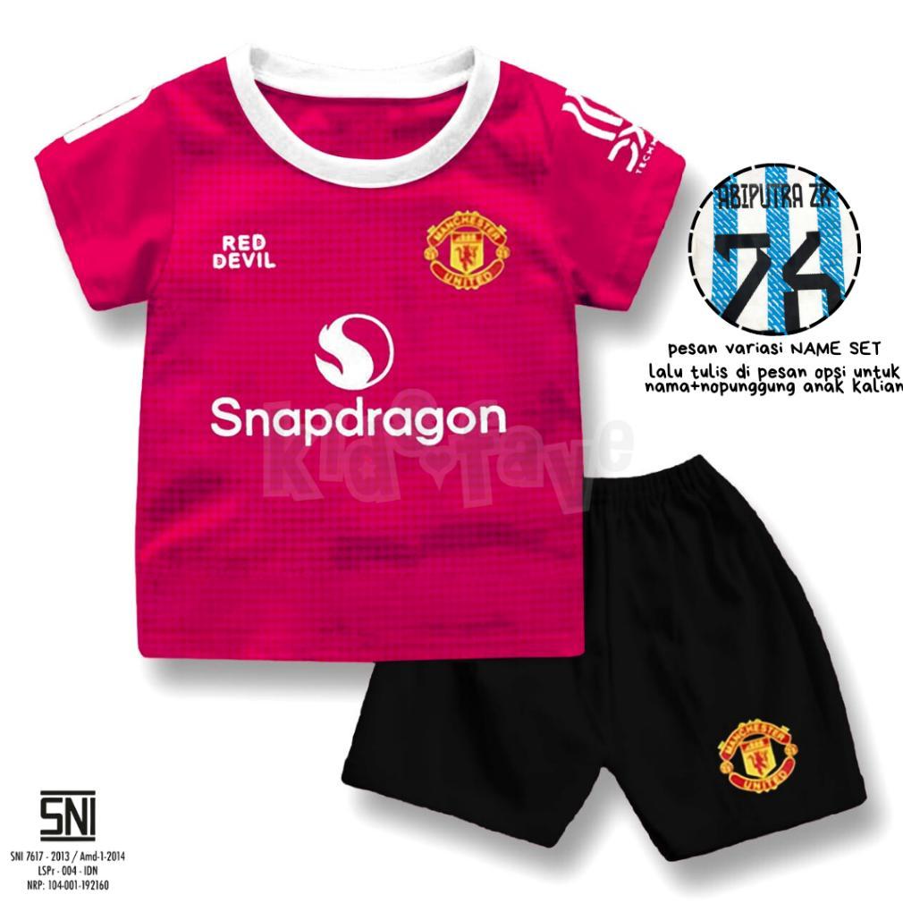 Setelan Baju Bola Jersey Anak Bayi 1 - 3 TAHUN Sablon CUSTOM NAMA Anak Laki Perempuan - Kaos Bola An