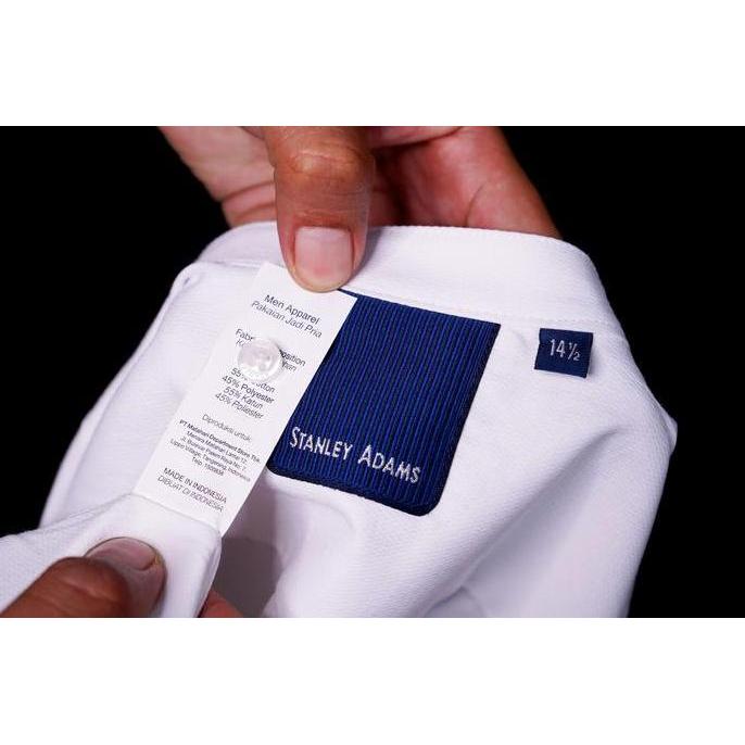 STANLEY ADAMS Baju Koko Pria Lengan Pendek Putih Tekstur 02 Terlaris