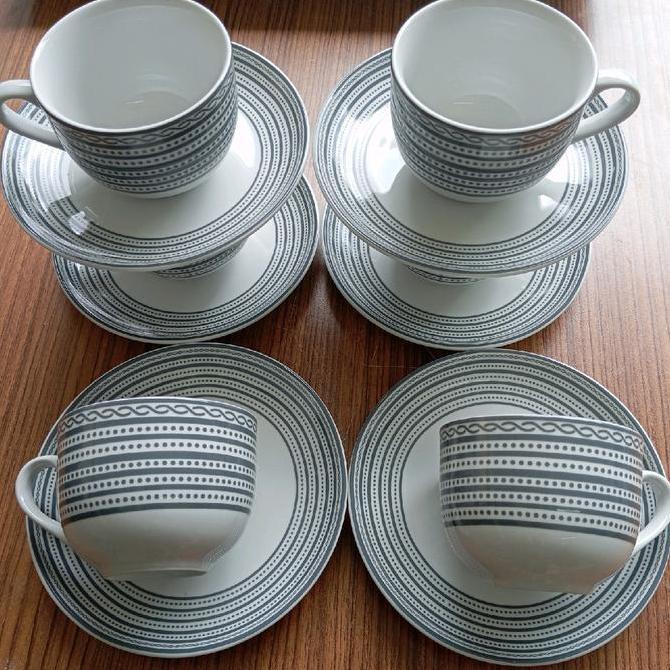Cangkir Keramik Motif Set 6Pcs Tatakan Gratis Cangkir Teh Cangkir Kopi Gelas Tamu Gelas Lucu Hampers