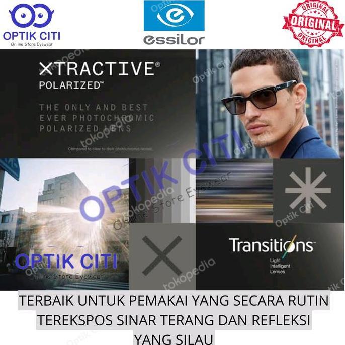 Lensa Kacamata Photocromic Crizal Essilor Transition Xtractive Polarized Original Terlaris