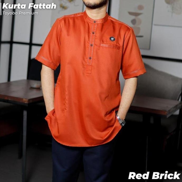 Baju Koko Kurta Kemeja Koko Pria Dewasa Lengan Pendek Fattah by Mosped Original Terlaris