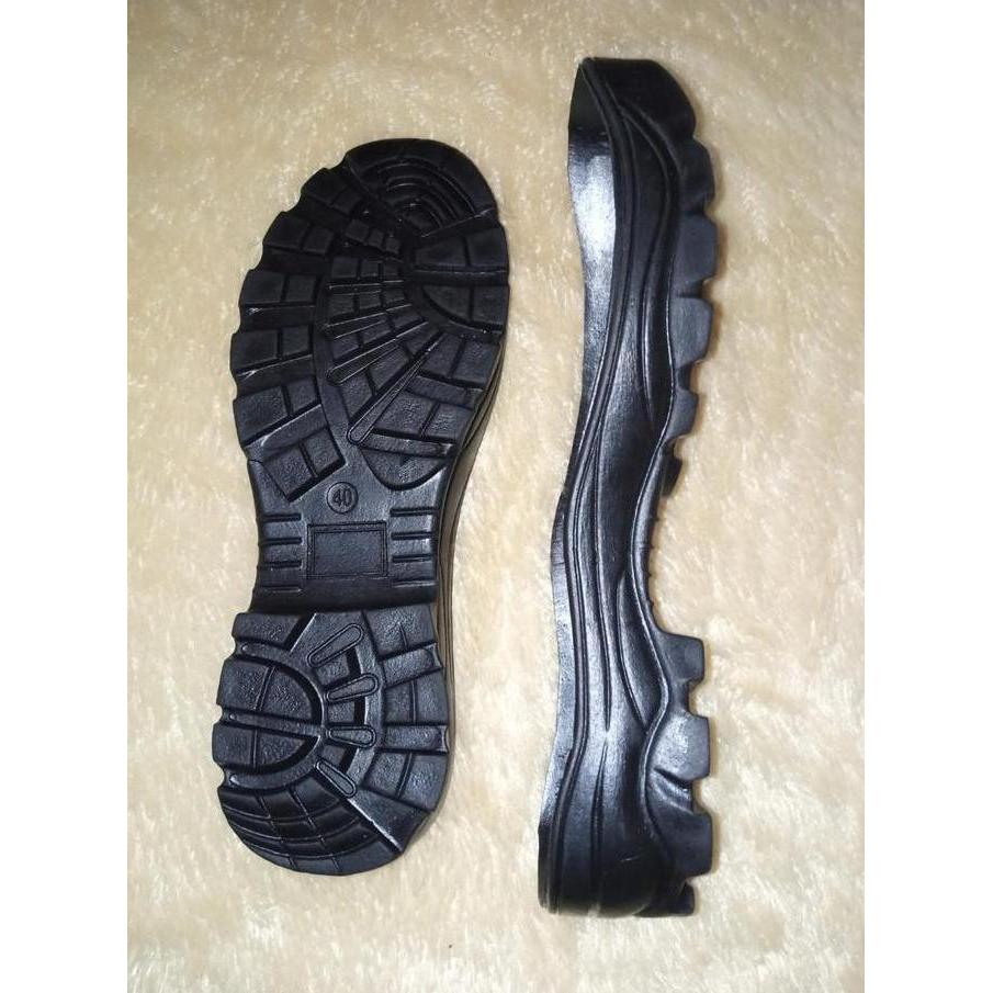 Outsole Sepatu safety Pria alas sepatu safety TNI POLRI Trekking pdl pdh dari bahan karet asli Hitam