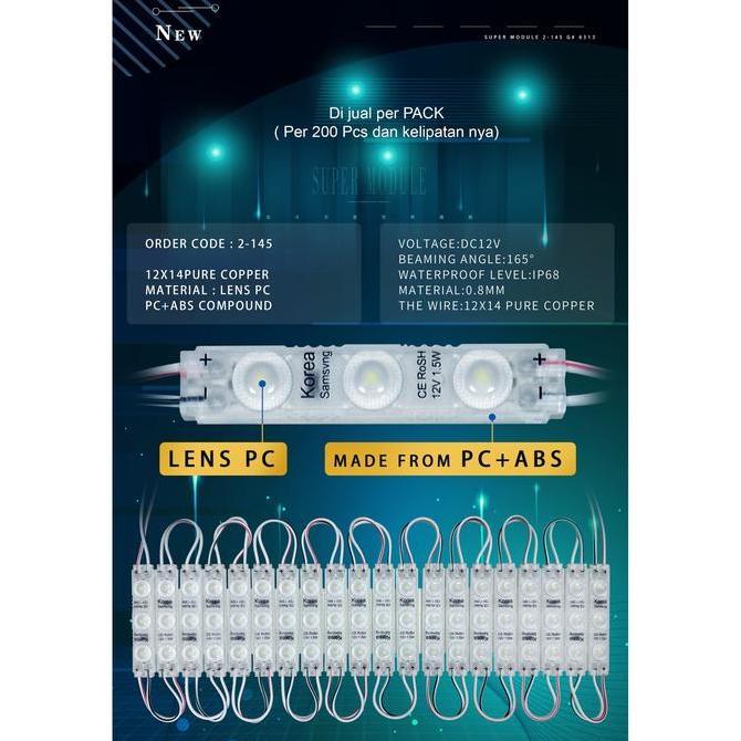 Lampu LED Modul SAMSUNG 3 Mata 2835 1.5 Watt DC 12 volt Module 1 pack DISKON