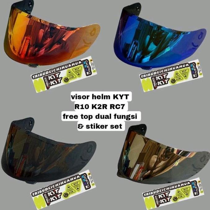 KACA HELM FLAT VISOR IRIDIUM RED GOLD IRIDIUM RED BLUE IRIDIUM RED SILVER IRIDIUM RED GOLD PLUS STIK