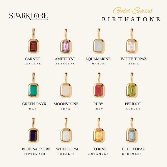 TOKOMASEDI_ - SPARKLORE TITANIUM GOLD PLATED 18K BIRTHSTONE CHARM PENDANT WATERPROOF DIY