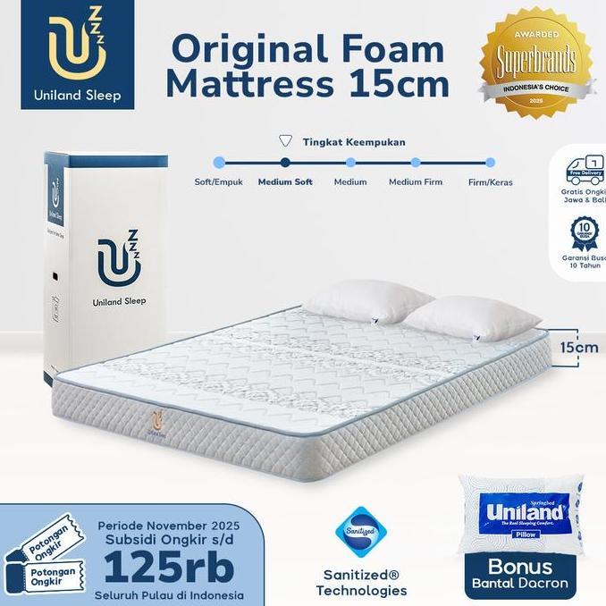 Kasur Busa Uniland Sleep Original 15cm Foam Mattress Box FREE BANTAL