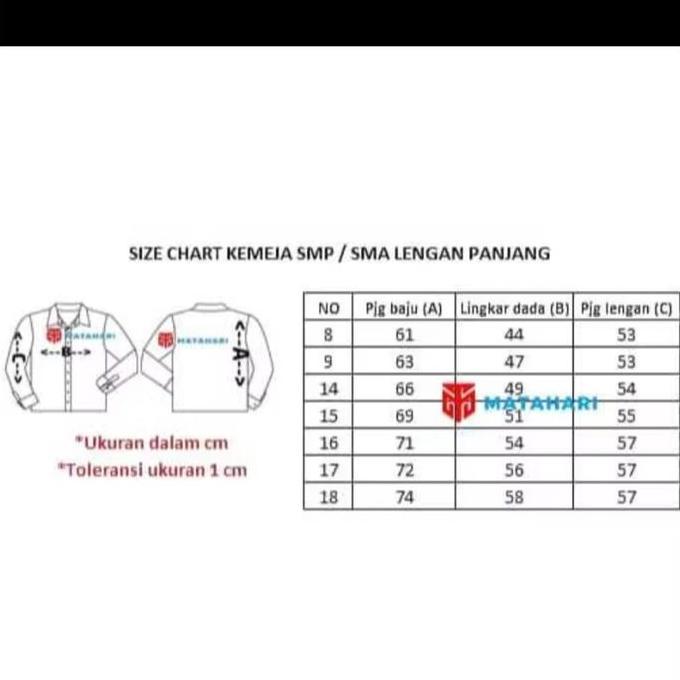 Matahari Seragam / Baju SMP lengan panjang / Baju Sekolah / Seragam Sekolah / Seragam SMP