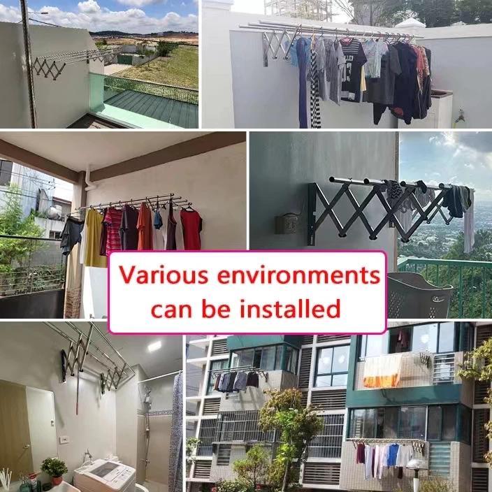 Jemuran Dinding Stainless Steel Jemuran Baju Tempel Dinding Lipat Jemuran Tempel Dinding Multilayer 