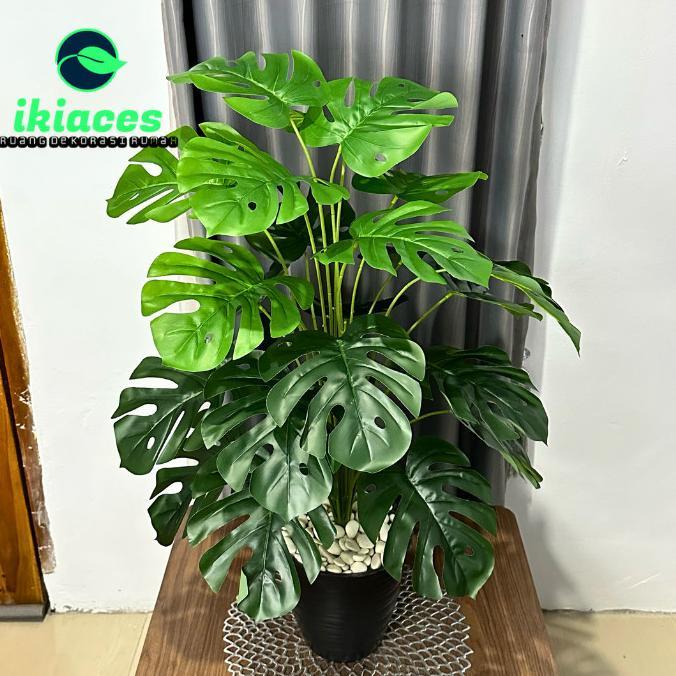 DAUN MONSTERA JUMBO PLASTIK DAUN HIAS PLASTIK TANAMAN ARTIFICIAL DEKORASI BUNGA SUDUT RUMAH HIAS AES