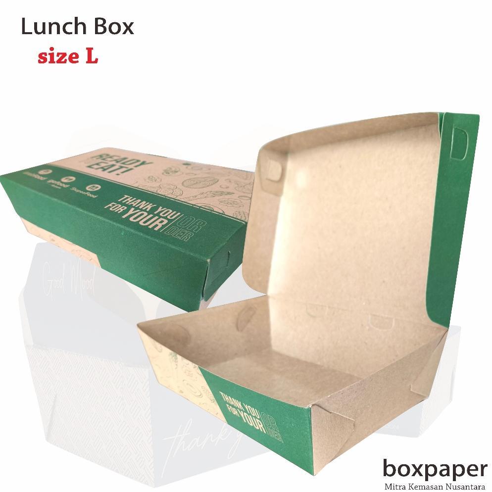 Bisa Cod Paper Lunch Box Size( L) Kertas Kemasan Kraft Ivory Putih Laminasi Makanan Ayam Geprek Gore