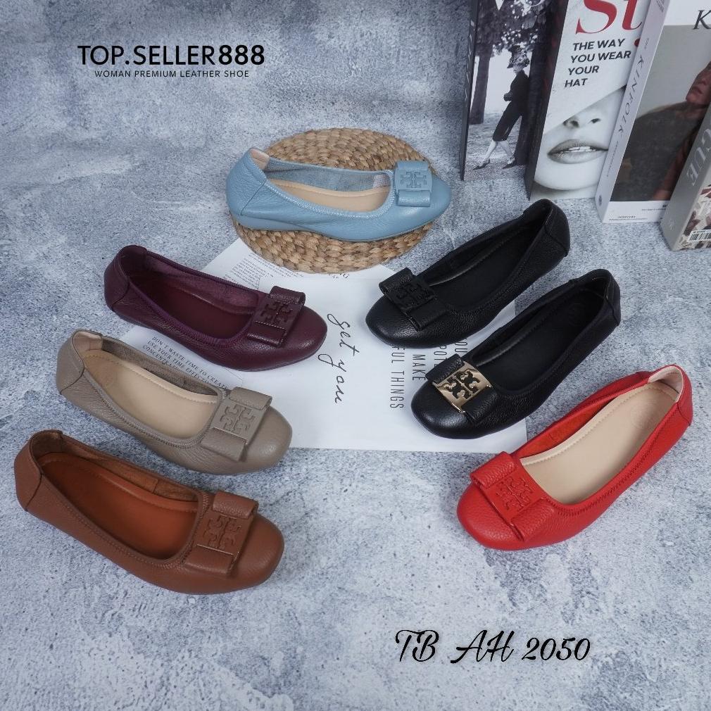 TORY Sepatu Flat Shoes Wanita 100% Kulit Asli TB AH 2050 Free Box Import Elegan Premium