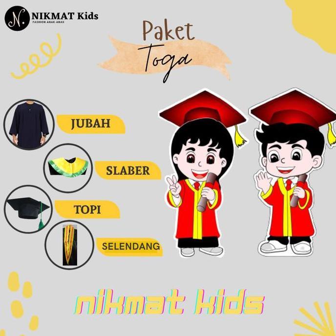 NEW BAJU TOGA ANAK KOSTUM WISUDA ANAK TK PAUD LAKI LAKI PEREMPUAN HIJAU