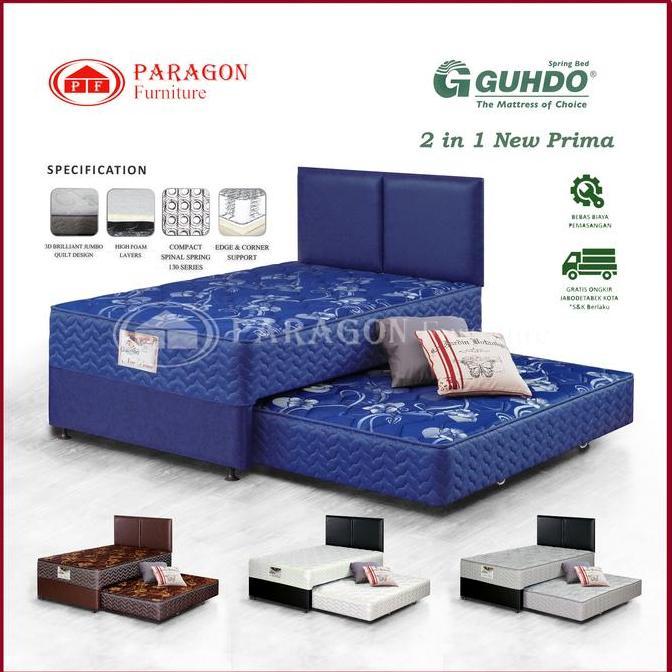Guhdo Spring bed 2in1 New Prima 90 100 120 140 160 180x200 HB Atlantic Full set - Kasur springbed