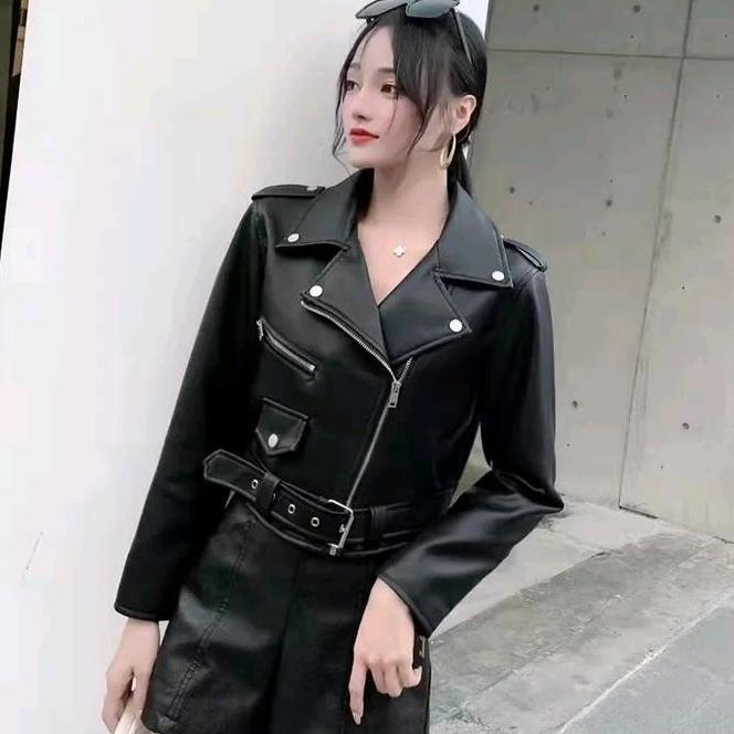 Leather Crop &Fitt Rock Nroll Mafia Gratis Ongkir Jaket Keren Kulit Blazer Lembut Nyaman Wanita Atas
