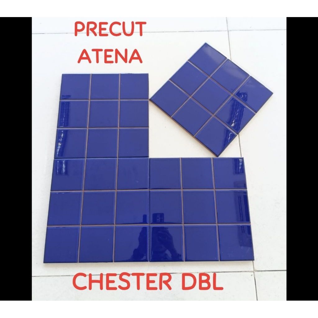 keramik precut lantai dinding kamar mandi dapur rumah 30x30 CHESTER DBL kotak minimalis dark blue bi