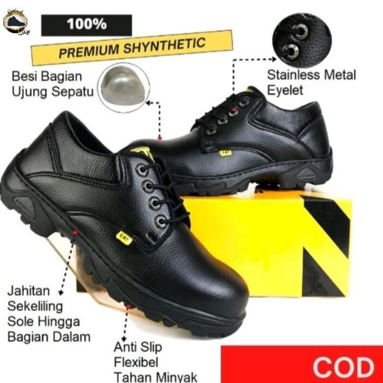 SEPATU SAFETY PENDEK PRIA UJUNG BESI KERJA LAPANGAN PROYEK HITAM
