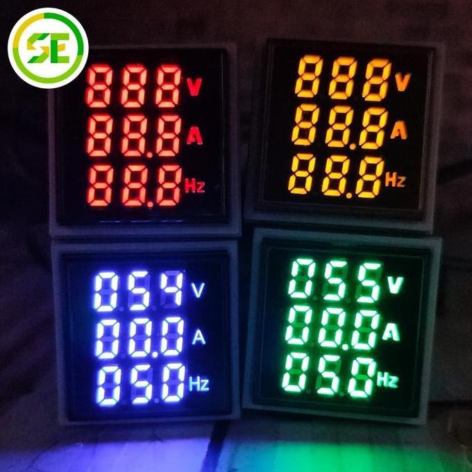 Pilot lamp lampu indikator panel voltmeter amperemeter volt ampere hz meter V+A+HZ