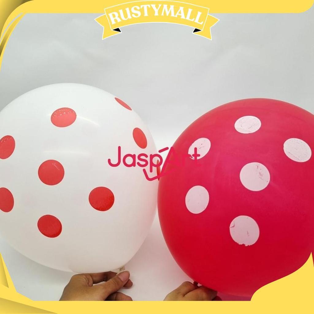 Balon Hut Ri Balon Merah Putih Balon Latex Polkadot Merah Putih / Balon Dot Merah Putih Sale