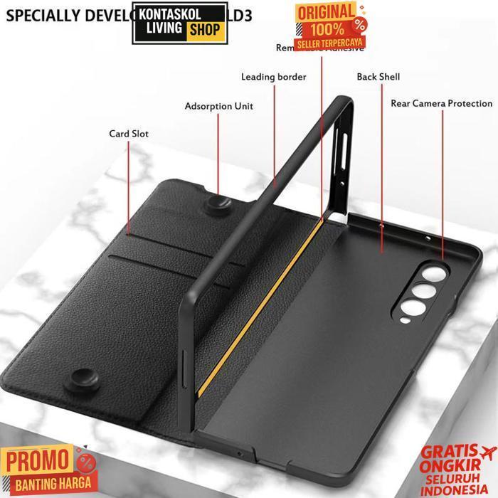 Berkualitas Case Leather Samsung Z Fold 3 / Z Fold 4 / Z Fold 5 Case Flip Samsung Fold 3 / 4 With S 