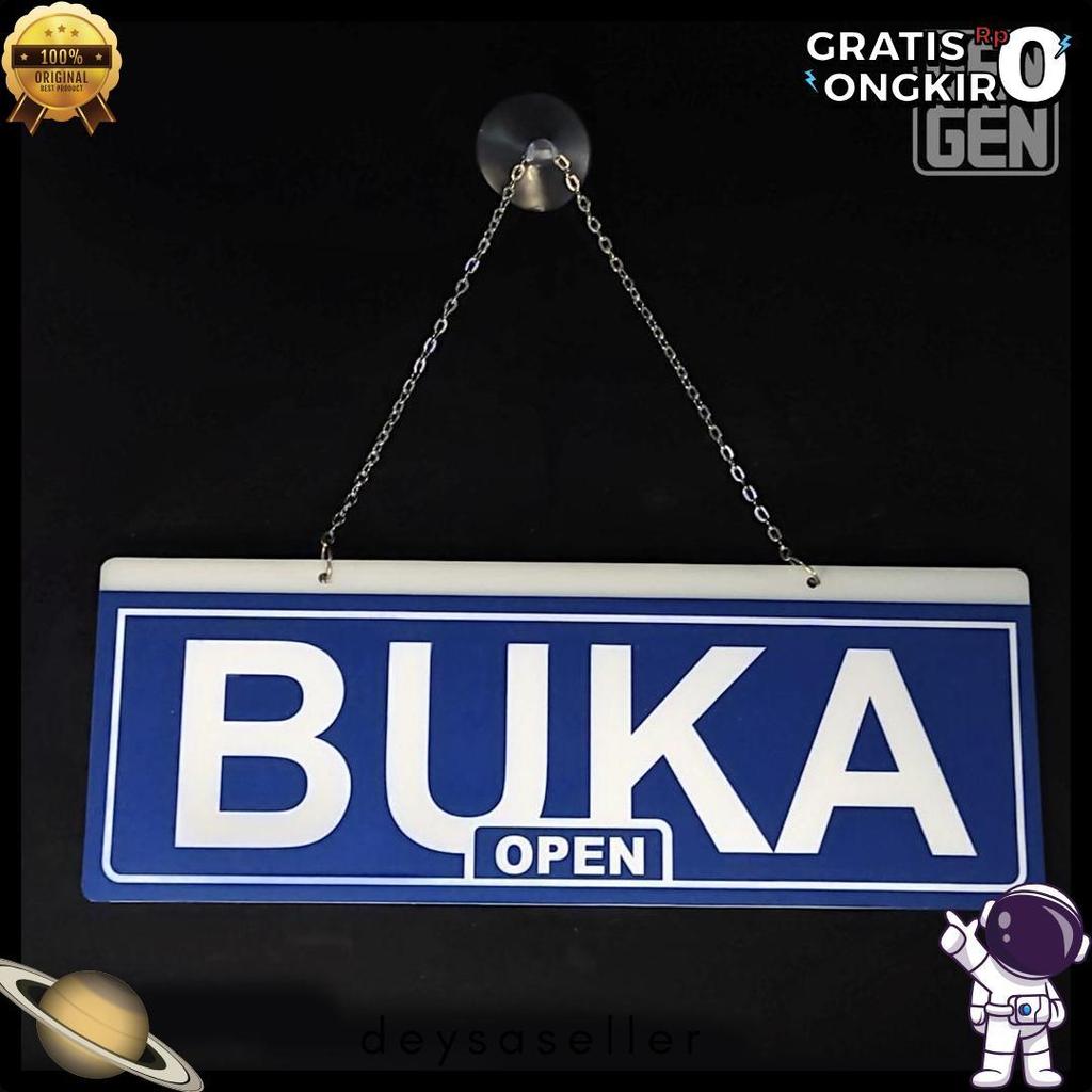 Cod Papan Buka Tutup Toko Akrilik Open Closed Warna  Merah Biru - Plang Cafe, Salon, Warung, Kantor