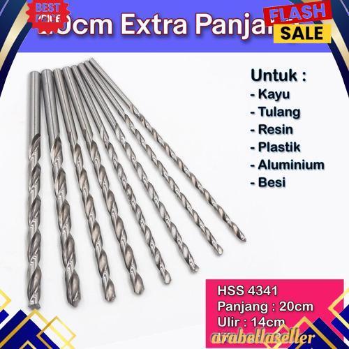 Murah Mata Bor Hss Panjang 20Cm Ukuran  2Mm 3Mm 4Mm 5Mm 6Mm 7Mm 8Mm 9Mm 10Mm