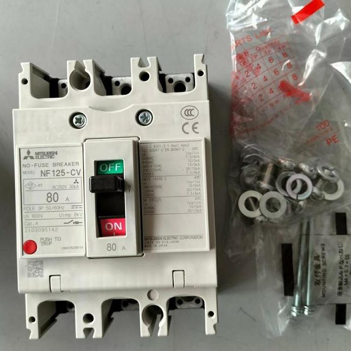 Promo NFB / MCCB MITSUBISHI NF 125 CW 3P 80A NFB = No Fuse Breaker 3P 80 A COD