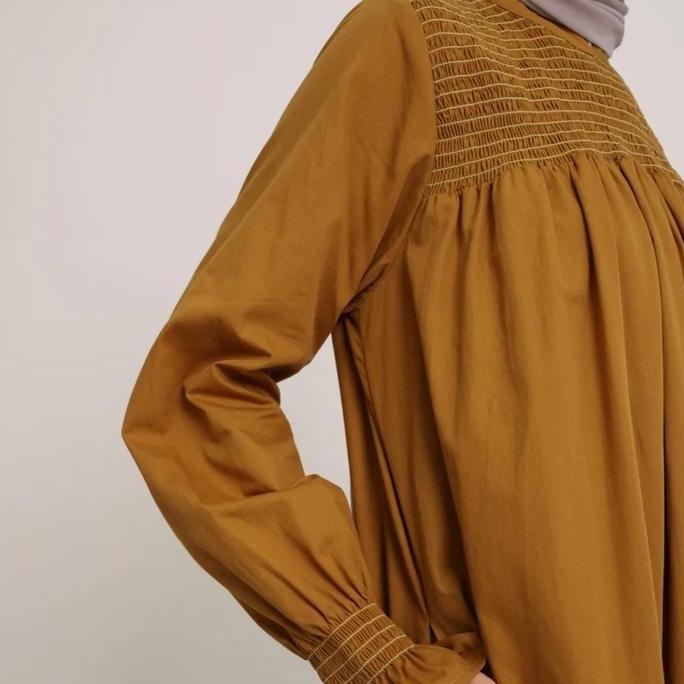 Elzatta Gamis Katun Smock Dress elzatta gamis wanita polos terbaru original Terlaris
