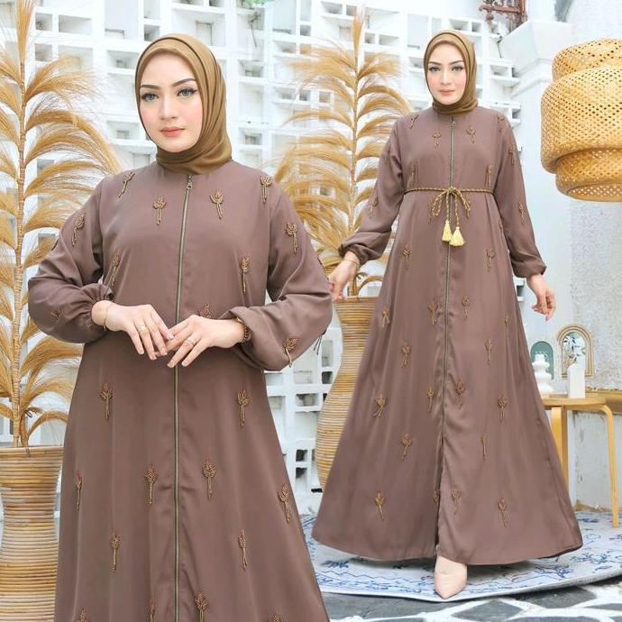 gamis abaya saraza tipe shania Muslim Wanita Dress Dewasa Remaja Syari Pesta Lebaran Hitam Terlaris