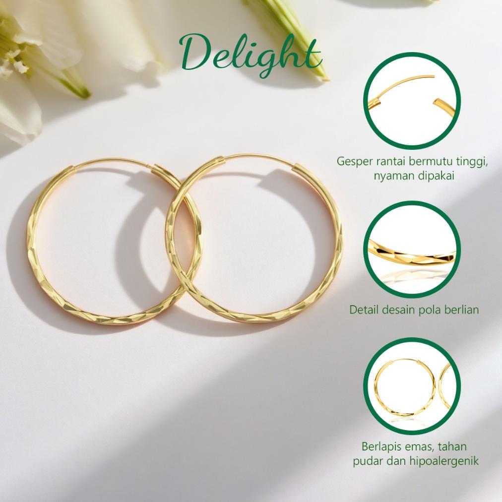 Delight Anting bundar besar untuk wanita gaya Korea Anting -anting emas