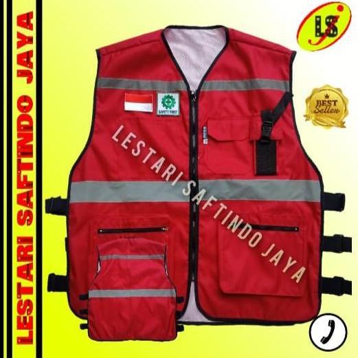 ROMPI SAFETY VEST TASLAN HSE MERAH-ROMPI SAFETY PROYEK HSE MERAH Promo Premium