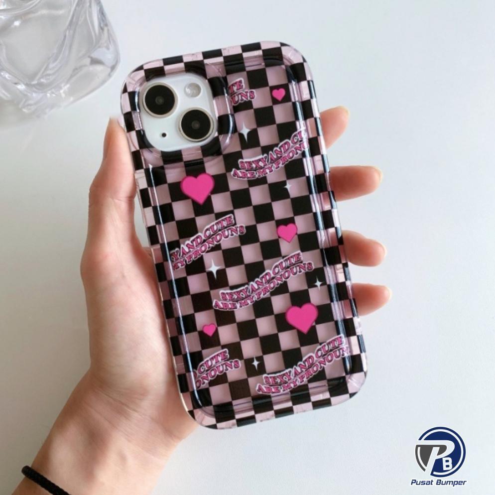 Galaxymarket - Ss824 Softcase Air Bag Love Grid For Oppo A3 Nfc A3X A40 Reno 11F 12 12F A98 A1 F23 5