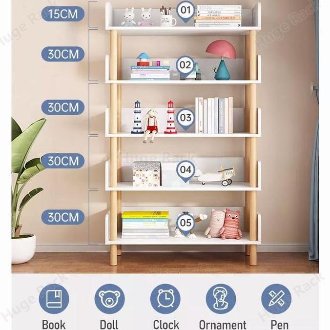 GENIVALEZZ - RAK BUKU KAYU MINIMALIS SUSUN 4 TINGKAT SERBAGUNA RAK KOSMETIK SEPATU BAJU BAYI AESTHET