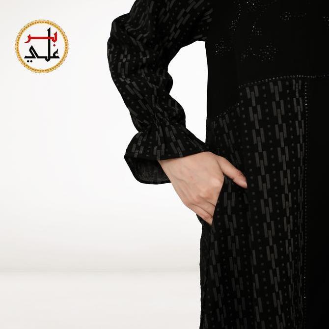 BIIR ALI Collection Abaya Hitam Doff Kombinasi Jetblack dan Bahan Import Khas Saudi Arabia Eksklusif