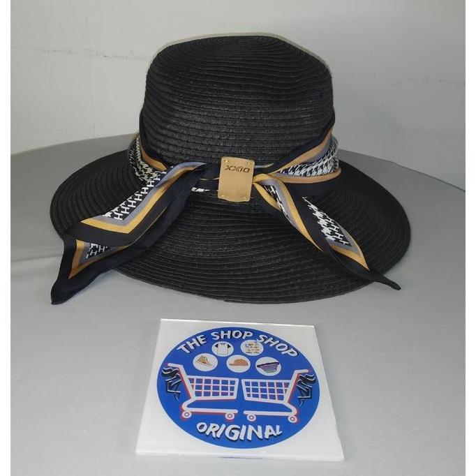 Topi Bucket Pantai Golf Xxio Women'S Paper Straw Hat Original Black
