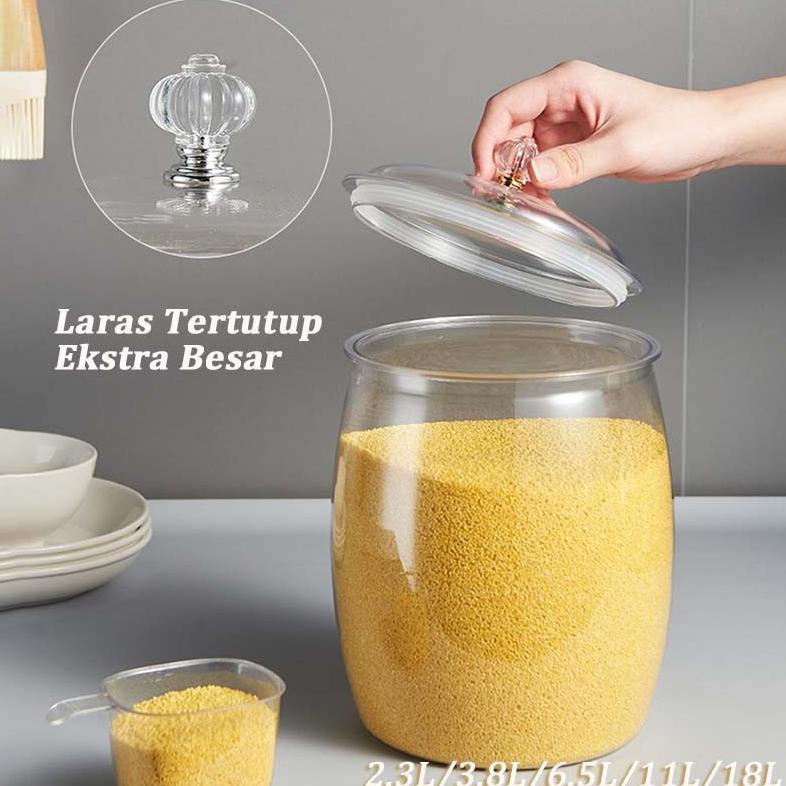 BANMOTSTORE Toples Akrilik Jumbo Kedap Udara/Wadah Plastik Kedap Udara Kapasitas Besar Toples Transp