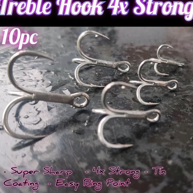 New- 10pc Treble Hook BKB 4x Strong Tin Coating Murmer