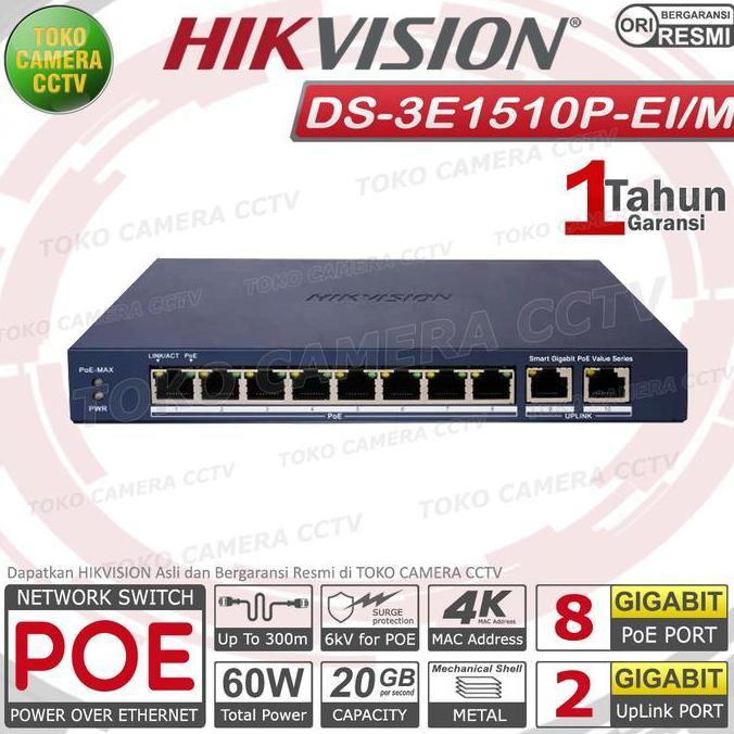 SWITCH POE HIKVISION 8 PORT