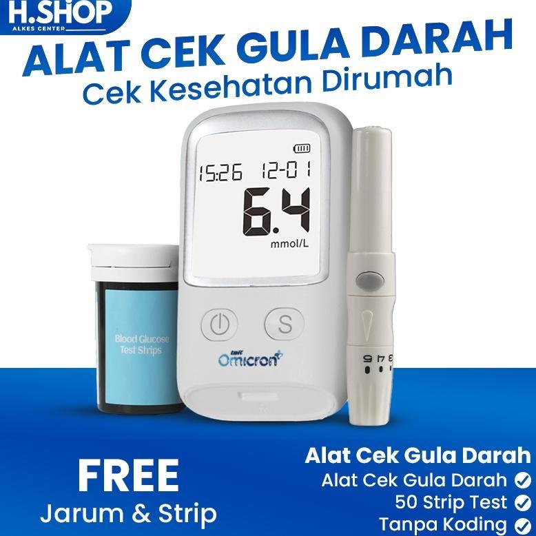 TaffOmicron Alat Cek Gula Darah / Alat Cek Gula Darah Lengkap / Alat Tes Gula Darah Digital / Alat P