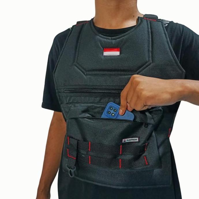 Tas Dada Rompi Motor Touring multifungsi kantong depan dobel besar pelindung dada serbaguna saku dep