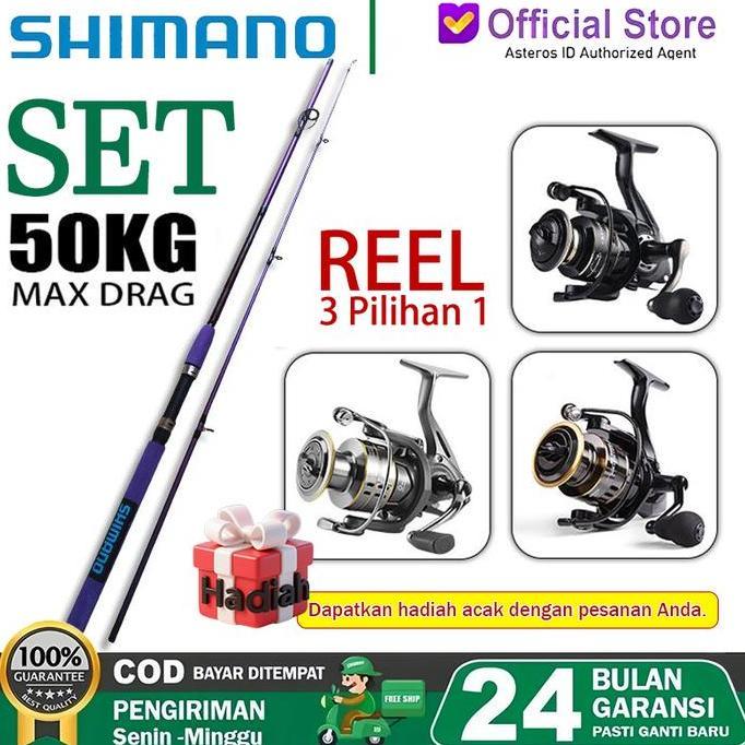 SHIMANO Set Pancing Lengkap Serat Karbon Ultralight 2025 Spinning Rod & Reel 12BB 5.2:1 100M Senar &