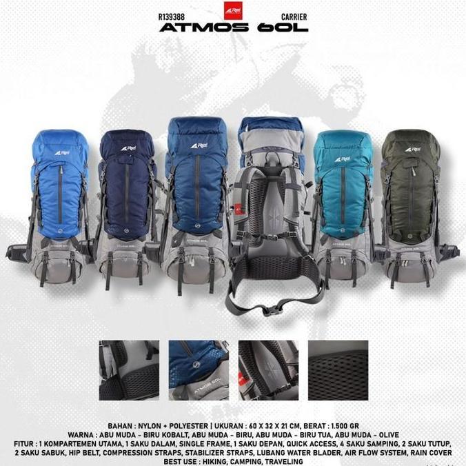 TAS CARRIER AREI ATMOS 60L TAS PUNGGUNG PENDAKI OUTDOOR
