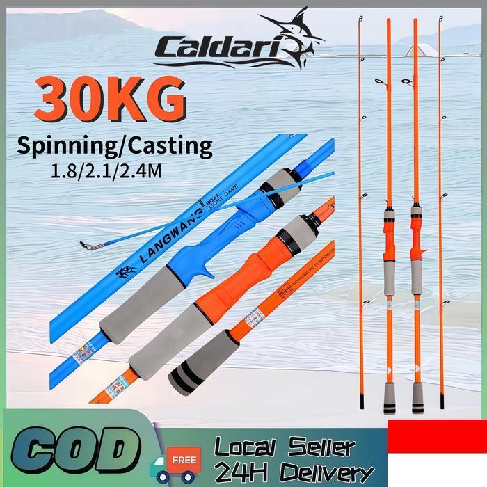 Fishing Rod Caldari Joran Pancing Carbon Sutet 2 Bagian Tongkat Pancing Putar/Casting Mh Power Termu