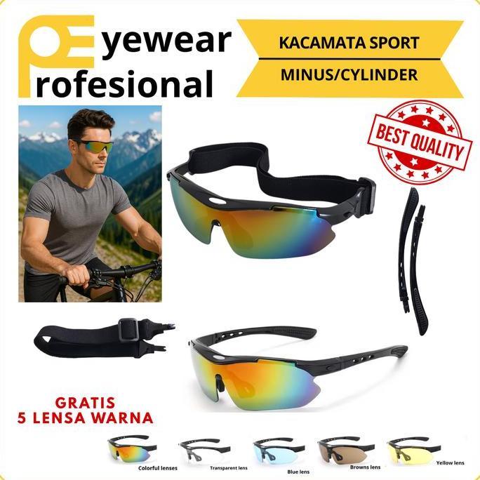 Kacamata Hitam MINUS / CYLINDER - Kacamata Sepeda Sporty Gowes -