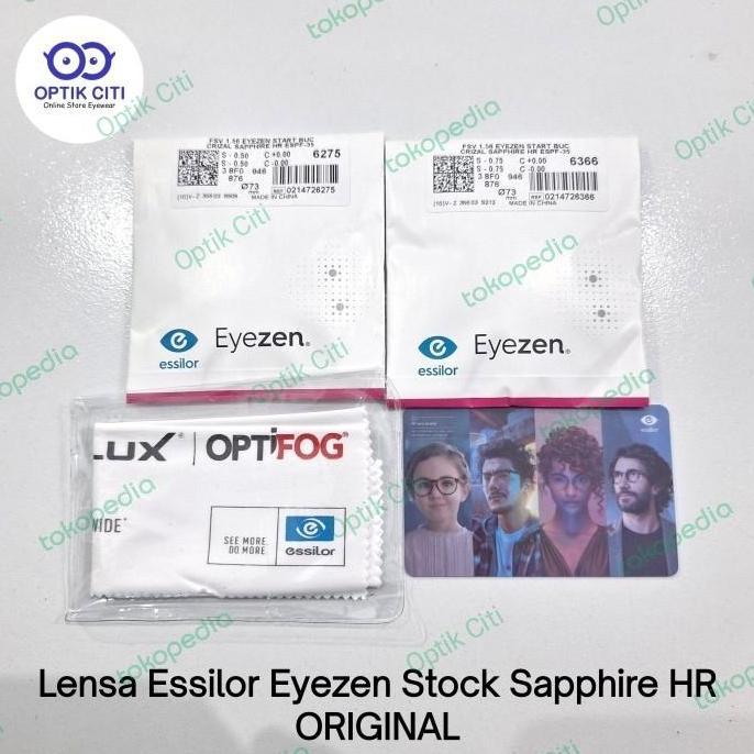 Lensa Crizal Essilor Eyezen Stock Sapphire HR 1.56 Blue Uv Original