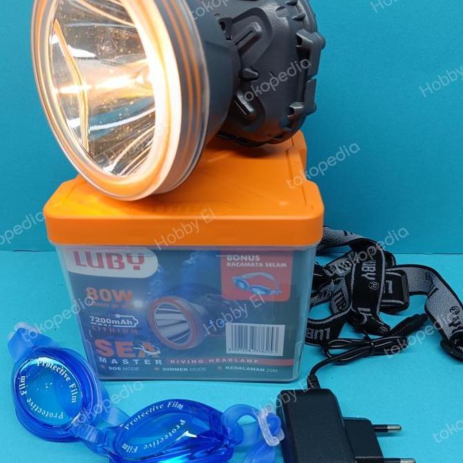 Terjangkau Senter Kepala Luby L 1817 Selam 80 Watt / Senter Diving Luby L1817