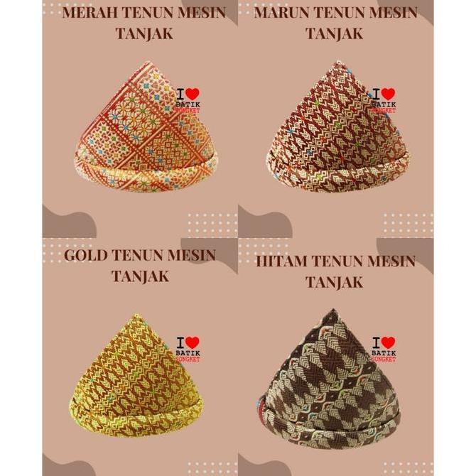 TOPI TANJAK PRIA LAKI-LAKI SONGKET TENUN ASLI ADAT PALEMBANG MELAYU BATIKSONGKET