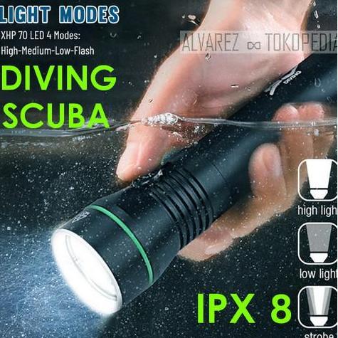 Diskon Senter Diving / Senter Selam / Senter Scuba Asafee S5 Ipx 8 Waterproof