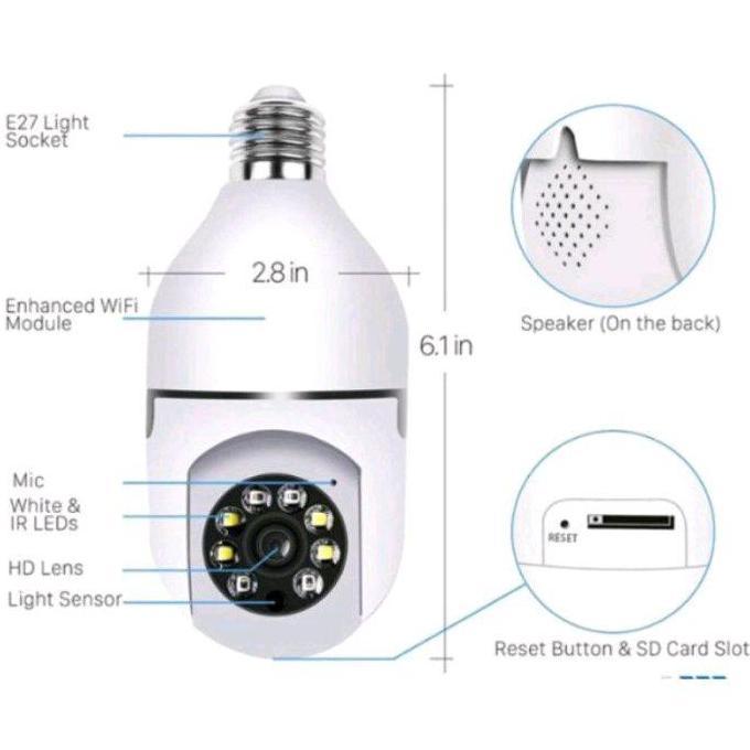 Cctv Bohlam Lampu Camera Cctv V380 Pro Wifi Wireless Model Bohlam Lamp